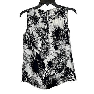 Talbots Petites‎ Tank Top Size 2P Black White Pattern Polyester Womens